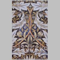 Panel of ceramic tiles designed by Morris and produced by William De Morgan, 1876, Wikipedia.jpg